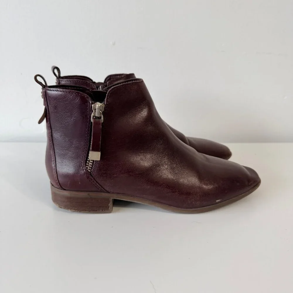 Aldo Dark Burgundy Brown Leather Ankle Boots